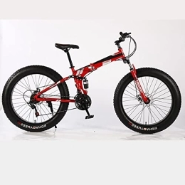 ASPZQ Bicicletas de montaña plegables ASPZQ Moto De Nieve Plegable De 24 Pulgadas, Bicicleta De Montaña Velocidad Variable Dual Shock Absorber 4.0 Wide Gorra Grande Neumático ATV, Rojo