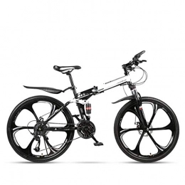 AYHa Bicicleta AYHa Plegable bicicleta de montaña, 26 pulgadas de bicicletas para adultos Ciudad de doble freno de disco 21 / 24 / 27 / 30 Doble velocidad de absorción de choque unisex, blanco negro, E 21 Velocidad