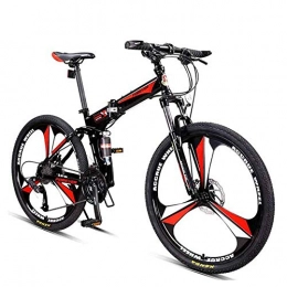 AZYQ Bicicletas de montaña plegables AZYQ Bicicletas de montaña de 26 pulgadas, bicicleta de montaña de 27 velocidades con sobremarcha, bicicleta de montaña rgida plegable con marco de acero de alto carbono, rojo, rojo