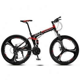 AZYQ Bicicleta AZYQ Bicicletas de montaña plegables, bicicleta de montaña de doble suspensin para nios adultos de 26 pulgadas, freno de disco hidrulico, marco de acero de alto carbono, 6 radios blancos, 27 veloc