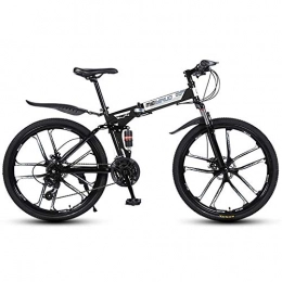 BBYBK Bicicleta de montaña Plegable,26 Pulgadas 21 velocidades,Soporte De Bicicleta Uso Fácil Altura Ajustable,Unisex Adulto Negro