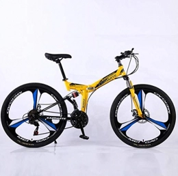YOUSR Bicicleta Bicicleta De Carretera De Ciudad Plegable De 24 Pulgadas Unisex, Bicicleta De Montaña De Cola Suave De Cambio De Absorción De Choque De 21 Velocidades Yellow