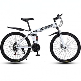 GXQZCL-1 Bicicletas de montaña plegables Bicicleta de Montaa, BTT, 26" bicicleta de montaña, marco de acero al carbono, bicicletas plegables hardtail, doble disco de freno y suspensin doble MTB Bike ( Color : White , Size : 21 Speed )