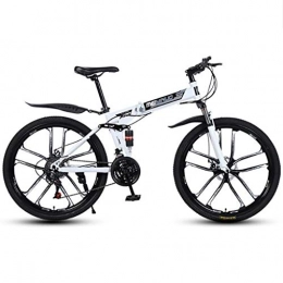 GXQZCL-1 Bicicletas de montaña plegables Bicicleta de Montaa, BTT, Bicicletas de montaña, 26" bicicletas de montaña plegable, marco de acero al carbono, con doble freno de disco y doble suspensin MTB Bike ( Color : White , Size : 24 Speed )