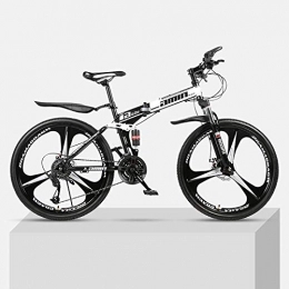Chengke Yipin Bicicleta Bicicleta de montaña 24 pulgadas marco de acero de alto carbono plegable de una rueda doble absorcin de impactos estudiantes masculinos y femeninos ciclismo de montaña-Negro_21 velocidades