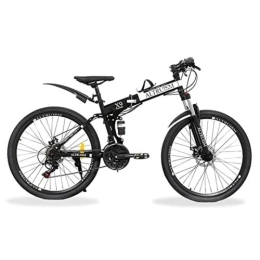 Altruism Bicicletas de montaña plegables Bicicleta De Montaña Bici Plegable De 26 Pulgadas, Freno De Disco, Suspensión Completa, Transmisión Shimano De 21 Velocidades para Hombre Y Mujer(Black)