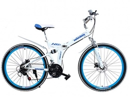 TaoRan Bicicletas de montaña plegables Bicicleta de montaña, bicicleta de doble disco plegable y con amortiguacin de golpes con dos velocidades, adecuada para estudiantes masculinos y femeninos-(Blanco) (24 velocidades)_(26 pulgadas)