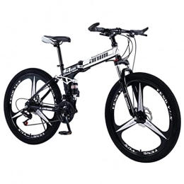 Great Bicicleta Bicicleta de montaña, Bicicleta De Montaña Bicicleta Plegable 26 Pulgadas Dual Disco Freno Antideslizante Bicicleta De Neumáticos Resistente Al Desgaste 21 / 24 / 27 / 30 Bicicle(Size:21 speed , Color:Black)