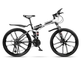 LADDER Bicicletas de montaña plegables Bicicleta de Montaña, Bicicleta de montaña, marco plegable de acero al carbono Rígidas bicicletas, suspensión completa y doble freno de disco, ruedas de 26 pulgadas ( Color : White , Size : 21 Speed )