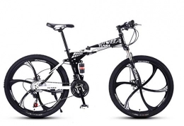 TaoRan Bicicleta Bicicleta de montaña, bicicleta plegable, estudiantes masculinos y femeninos, absorcin de doble choque para adultos, ciclismo-(26 pulgadas) (24 velocidades)_(Blanco y negro) (seis ruedas de corte)