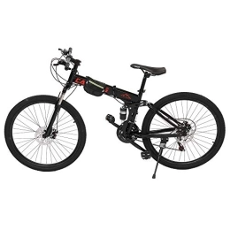 U/K Bicicletas de montaña plegables Bicicleta de montaña con marco de acero, 26 pulgadas, 21 velocidades, doble freno de disco, bicicleta de montaña plegable