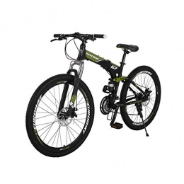 EUROBIKE Bicicleta Bicicleta de montaña G7 marco de acero plegable bicicleta de montaña suspensión completa 21 velocidades freno de disco dual 27.5 pulgadas bicicleta de montaña (verde ejército)