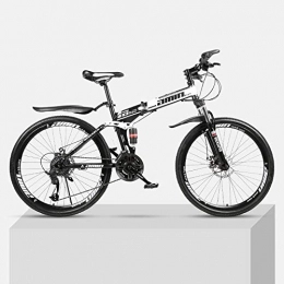 Chengke Yipin Bicicleta Bicicleta de montaña Marco de acero de alto carbono plegable de 24 pulgadas con absorcin de impactos doble velocidad variable para hombres y mujeres bicicleta todoterreno-Negro_21 velocidades