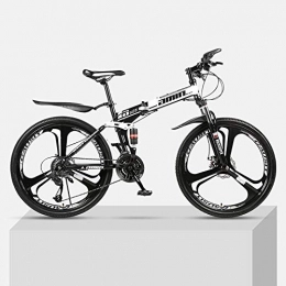 Chengke Yipin Bicicleta Bicicleta de montaña Marco de acero de alto carbono plegable de una rueda de 26 pulgadas con doble velocidad de amortiguacin para hombres y mujeres bicicleta todoterreno-Negro_24 velocidades