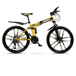 Lxyfc Bicicletas de montaña plegables Bicicleta de montaña Mountainbike Bicicleta Bicicleta de montaña, marco plegable de acero al carbono Rígidas bicicletas, suspensión completa y doble freno de disco, ruedas de 26 pulgadas MTB Bicicleta