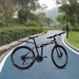 BuRuiYoten Bicicleta Bicicleta de montaña para Adultos de 26 Pulgadas, 21 velocidades, Freno de Disco, Plegable, Bicicleta plegada, Acero de Alto Carbono, con Resorte Completo, Plegable, Altura Ajustable