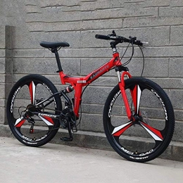 Bicicleta de montaña plegable 21/24/27 velocidad marco de acero de 26 pulgadas ruedas de suspensión doble rueda de suspensión completa bicicletas de hombres y mujeres-27 velocidad_rojo