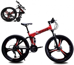 LCAZR Bicicletas de montaña plegables Bicicleta de montaña Plegable, 26 Pulgadas, 21 velocidades, Velocidad Variable, Todoterreno, Doble amortiguación, Disco Frenos, Bicicleta para Hombres, Montar al Aire Libre, Adulto / Red