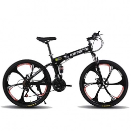 DRAKE18 Bicicleta Bicicleta de montaña plegable, 26 pulgadas, 27 velocidades, velocidad variable, todoterreno, doble amortiguación, doble disco, frenos, bicicleta para hombres, montar al aire libre, adulto, Black