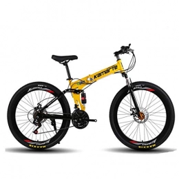 Mountain Bike Bicicletas de montaña plegables Bicicleta de montaña plegable, absorción de impactos, velocidad variable, aleación de aluminio de 26 pulgadas, freno de disco doble, bicicleta de campo traviesa 21 / 24 / 27 speed-yellow_26 inch 24 speed