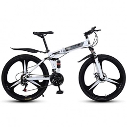 HSRG Bicicleta Bicicleta de montaña plegable, bicicleta de montaña antideslizante exterior de 26 pulgadas con 3 ruedas de corte, bicicleta de amortiguacin de 21 / 24 / 27 velocidades para hombres y mujeres