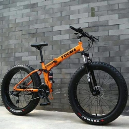 GASLIKE Bicicleta Bicicleta de montaña plegable Bicicleta para adultos, suspensin completa Marco de acero de alto carbono Bicicleta MTB con ruedas de aleacin de magnesio Doble disco de freno, Naranja, 26 inch 21 speed