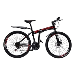 kangten Bicicletas de montaña plegables Bicicleta de montaña plegable bicicletas 26" MTB 21 velocidades Negro / Rojo bicicleta de ciudad plegable MTB adecuado para adultos