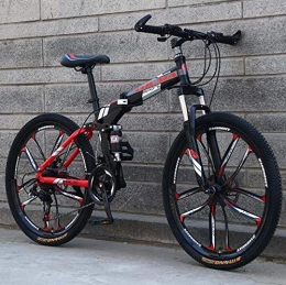 GASLIKE Bicicleta Bicicleta de montaña plegable de 26 "para hombres y mujeres, bicicleta de doble suspensin Marco de acero de alto carbono, freno de disco de acero, llanta de aleacin de aluminio, Negro, 27 speed