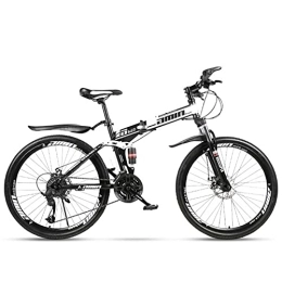 Bicicleta de montaña plegable de 26 pulgadas, bicicleta de montaña con suspensión completa, sistema de absorción de impactos, freno de disco Mécánico, adaptada al ciclismo en exterior (rueda de