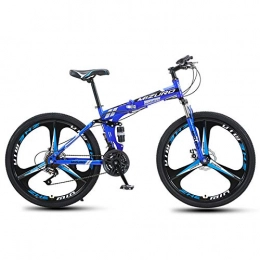 KUKU Bicicletas de montaña plegables Bicicleta De Montaña Plegable De 26 Pulgadas, Bicicleta De Montaña De Acero Con Alto Contenido De Carbono Para Hombres De 21 Velocidades, Adecuados Para Entusiastas De Los Deportes Y El Ciclismo, Azul