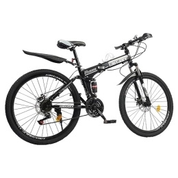 Fetcoi Bicicleta Bicicleta de montaña plegable de 26 pulgadas para adultos para mujeres y hombres, 21 marchas, negro+blanco, horquilla de suspensión, peso ligero, regalo de bicicleta de ciudad