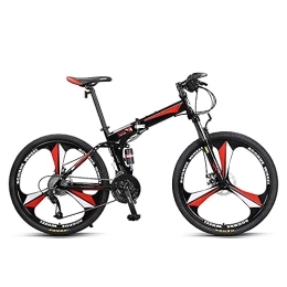 WBDZ Bicicleta Bicicleta de montaña plegable de 26 pulgadas para exteriores, bicicleta plegable portátil para adultos, estudiantes con rueda de 3 radios, bicicleta de montaña plegable de doble suspensión de 27 velo