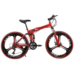 KUKU Bicicletas de montaña plegables Bicicleta De Montaña Plegable De 26 Pulgadas Y 21 Velocidades, Bicicleta De Montaña De Acero Con Alto Contenido De Carbono Para Hombres, Adecuada Para Entusiastas De Los Deportes Y El Ciclismo, Rojo