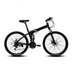 WGXY Bicicleta Bicicleta de montaña plegable, de acero de alto carbono, bicicleta de montaña, bicicleta de montaña con rueda de radios, doble absorción de impactos, color Black21speed, tamaño 0, 61 cm (24 pulgadas)