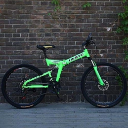 GASLIKE Bicicletas de montaña plegables Bicicleta de montaña plegable para adultos, bicicleta de montaña con marco de doble suspensión de acero con alto contenido de carbono, ruedas y pedales de aleación de aluminio, Verde, 24inch24 speed