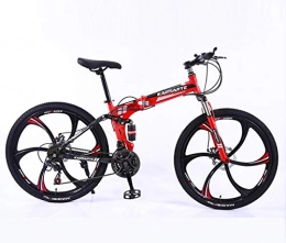 ZWR Bicicletas de montaña plegables Bicicleta de montaña plegable para adultos de 24 / 26 pulgadas, con suspensión completa, bicicleta de montaña para hombre y mujer, para deportes al aire libre, 21 / 24 / 27 velocidades