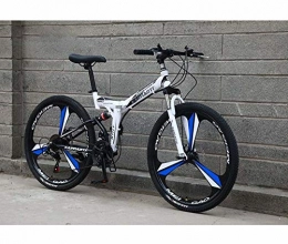 GASLIKE Bicicleta Bicicleta de montaña plegable para adultos, marco de acero con alto contenido de carbono, freno de disco doble, suspensión completa para hombres, mujeres, bicicletas, bicicletas, D, 26 inch 27 speed