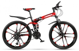 YQ&TL Bicicletas de montaña plegables bicicleta montaña adulto, plegable para bicicletas de carretera de acero con alto contenido de carbono 26'' 21-30 velocidades engranajes MTB de suspensión completa frenos de disco doble A 27 speed