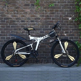 WGYDREAM Bicicleta Bicicleta Montaña MTB Montaña de la bicicleta plegable 26 pulgadas marco de acero al carbono de suspensión hardtail Barranco de la bici completa y doble freno de disco, velocidad 21 Bicicleta de Monta