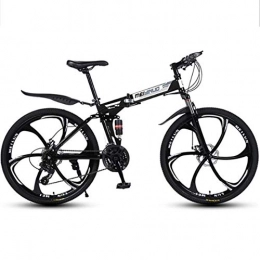 WGYDREAM Bicicletas de montaña plegables Bicicleta Montaña MTB Plegable bicicleta de montaña, de acero al carbono cuadro de la bicicleta, con doble doble del disco de freno Suspensión Bicicleta de Montaña ( Color : Black , Size : 24 Speed )