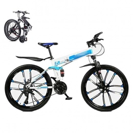 KuaiKeSport Bicicleta Bicicleta Montaña Plegable Hombre Mujer, Todoterreno Fat Bike Bici Ruedas de 26 pulgadas, Frenos de Doble Disco 30 Velocidades MTB Mountain Bike con Asiento Ajustable para Adultos Estudiantes, Azul