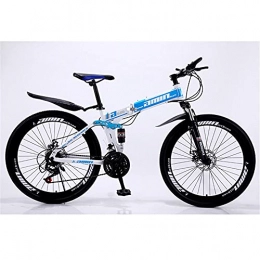 WSS Bicicleta Bicicleta Plegable 26 Pulgadas de Acero de Carbono de 24 velocidades de Carbono-Freno mecánico-Adecuado para Estudiantes Adultos Masculina y Femenina Bicicleta de montaña Azul-6 impulsores