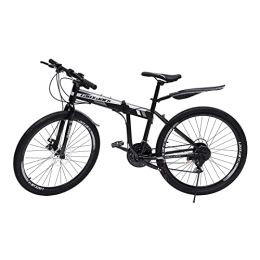 Fetcoi Bicicleta Bicicleta plegable de 21 velocidades, 26 pulgadas, altura ajustable, bicicleta de montaña plegable con frenos de disco delantero / trasero, peso de carga 130 kg para camping jardín