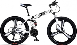 DPCXZ Bicicleta Bicicleta Plegable De 26 Pulgadas, 21 Velocidades Bicicleta Montaña Plegable Doble Suspension, Fácil De Plegar Bicicleta Montaña Adulto Para Niñas Y Niños white, 24 inches