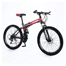 LHQ-HQ Bicicleta Bicicleta plegable de montaña para adultos Rueda de 26 "Rueda de 27 velocidades Doble suspensión Freno de disco doble Marco de acero con alto contenido de carbono Carga 265 lbs para altura 5.2-6Ft, A