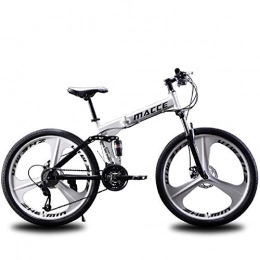 Bicicleta Plegable, Ligera y compacta City Bicycle 26 Inch 21 Speed ​​Sistema de Freno de Disco Ajustable,White