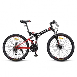 LLF Bicicleta Bicicletas, Bicicleta Plegable De 24 Pulgadas, 24 Velocidades Variable Velocidad Doble Amortiguador Bicicleta De Montaña, Adulto Ordinario Bicicleta Para Hombre Mujer Adolescen(Size:24inch, Color:rojo)