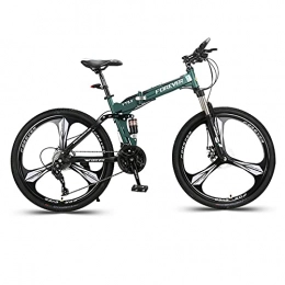 LZHi1 Bicicletas de montaña plegables Bicicletas de Montaña Bicicleta de montaña de 26 pulgadas para hombres mujeres, Bicicletas de montaña de doble suspensión de 27 velocidades, Bicicleta de montaña con cuadro de acero al carb(Color:Verde)