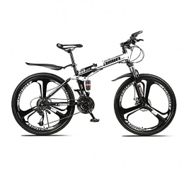 LZHi1 Bicicleta Bicicletas de Montaña Bicicletas de montaña de 26 pulgadas, Bicicletas de montaña de 27 velocidades con doble suspensión para adultos, Cuadro de acero al carbono Freno de disco plega(Color:Blanco negro)