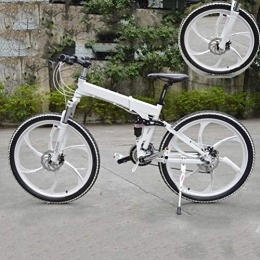 NXX Bicicleta Bicicletas de montaña de 20 pulgadas Bicicleta de montaña de doble disco con freno de disco para hombre, Asiento ajustable de bicicleta, Marco de acero de alto carbono, 7 velocidades, 6 radios, Blanco